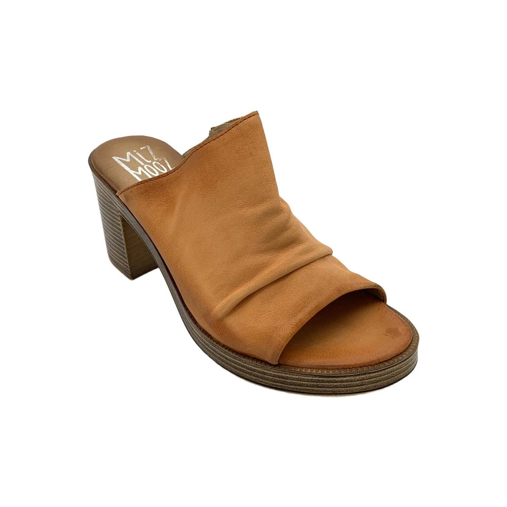Miz Mooz Women's Leather Heeled Mules Maybelle Apricot - Medium